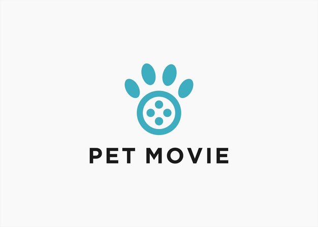 Film Pet Logo Projekt Wektor Sylwetka Ilustracja