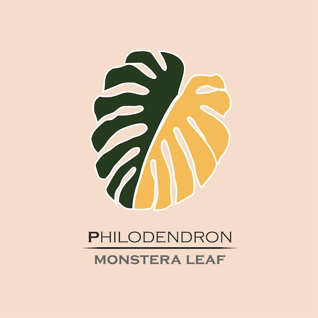 Plik wektorowy filodendron monstera zostawia ilustrację logo