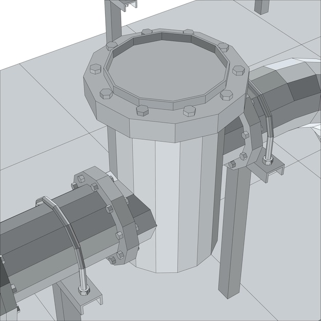 Filtr Do Urządzeń Przemysłowych Model Szkieletowy Eps10 Renderowanie Wektorowe 3d