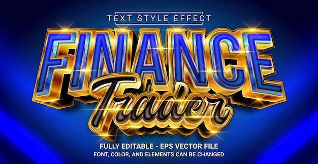 Plik wektorowy finans trader efekt stylu tekstu edytowalny szablon tekstu graficznego