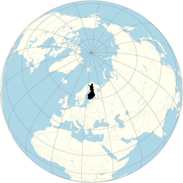 Finlandia Znajduje Się W środku Ortograficznej Projekcji Mapy świata