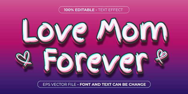 Plik wektorowy fioletową i różową czcionkę love more for forever można zmienić.