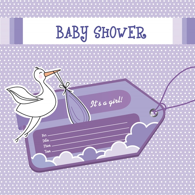 Plik wektorowy fioletowa karta baby shower z kropli ilustracji wektorowych