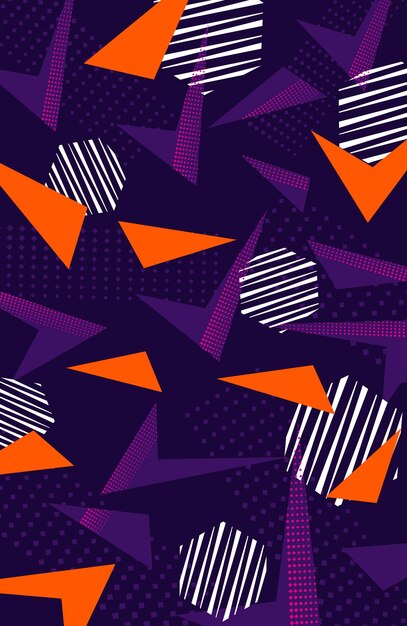 Fioletowe i pomarańczowe abstrakcyjne tło z linią geometryczną i nowoczesnym projektem półtonowym