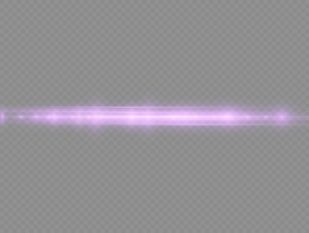 Fioletowe promienie światła błyskają poziome flary obiektywu prędkość wiązki laserowe blask fioletowa linia ruchu flary blask