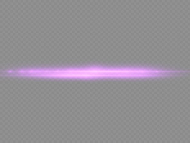 Fioletowe promienie światła błyskają poziome flary obiektywu prędkość wiązki laserowe blask fioletowa linia ruchu flary blask