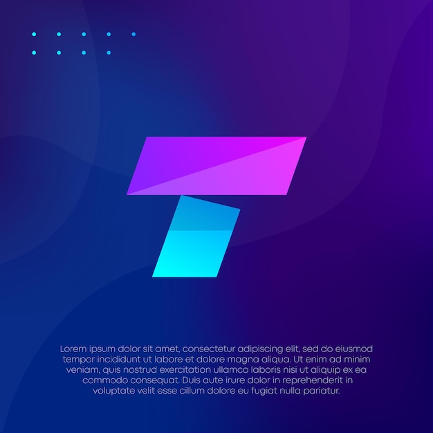 Fioletowo-niebieska Litera T Gradient Logo Design