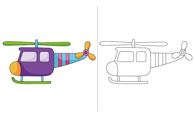 Fioletowy Helikopter Dla Dzieci Kolorowanka Ilustracja