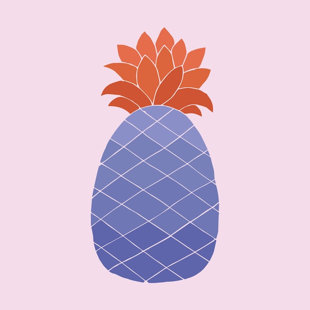 Plik wektorowy fioletowy i pomarańczowy han rysowany ananas na różowym tle premium wektor