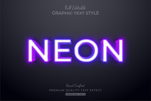 Fioletowy Neon Edytowalny efekt stylu tekstu