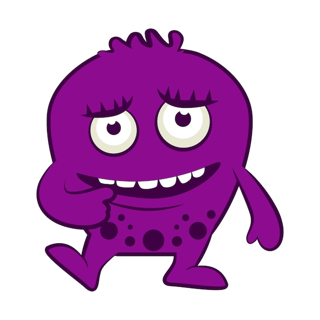 Fioletowy potwór Cartoon Ilustracja wektora Halloween potwora Baby naklejki