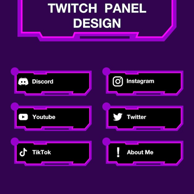 Fioletowy Projekt Panelu Twitch Do Gier