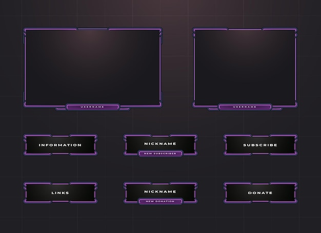 Fioletowy Twitch Ramka I Zestaw Do Projektowania Nakładek Na Panel Menu ..