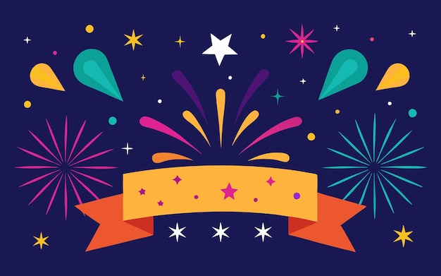 Fireworks border Nowy Rok baner kolorowy fajerwerk i gwiazdy