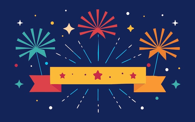 Fireworks border Nowy Rok baner kolorowy fajerwerk i gwiazdy