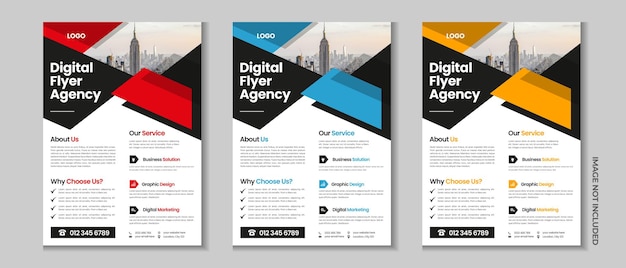 Plik wektorowy firmowa ulotka biznesowa ulotka projektowa cyfrowy marketing ulotka zestaw szablon broszury biznesowej