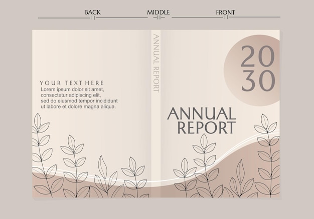 Firmowy Szablon Projektu Okładki Książki W Formacie A4. Projekt Z Elementami Botanicznymi. Można Użyć Do Księgi Rocznej