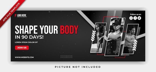 Plik wektorowy fitness gym banner web plakat media społecznościowe i szablon postu