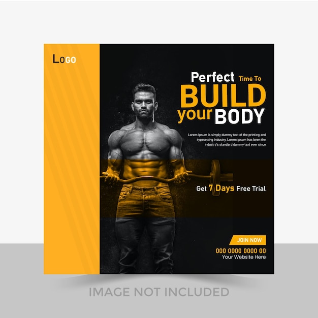 Plik wektorowy fitness gym social media post design layout