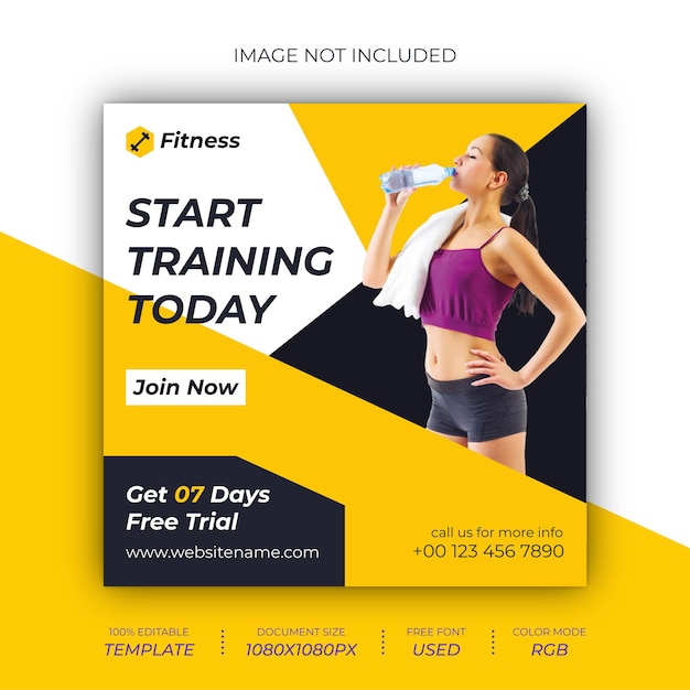 Fitness Gym Social Post Design Szablon