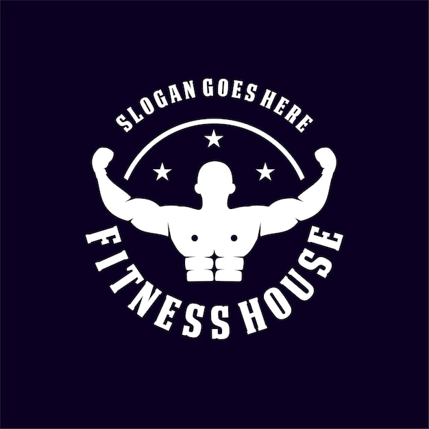 Fitness House Siłownia Kulturysta Logo Odznaka Etykieta Odznaki Klubu Fitness Wektor