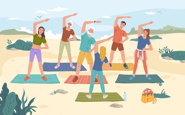 Fitness Joga Pilates Zajęcia Treningowe Na Plaży