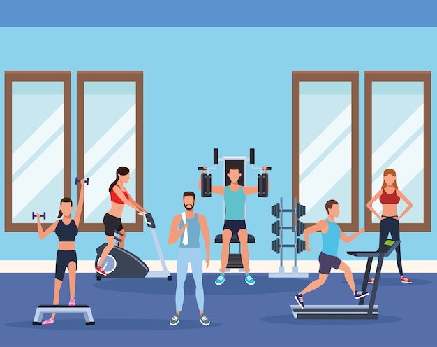 Fitness męskie robi ćwiczenia