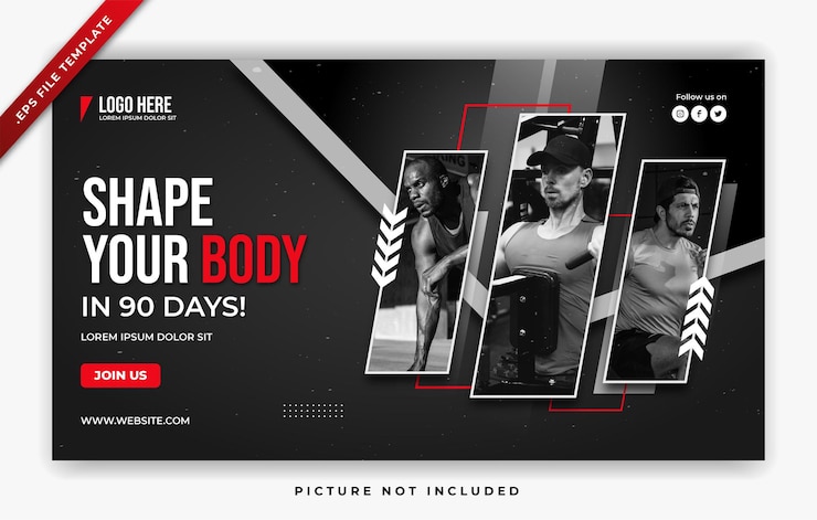 Fitness siłownia okładka transparent plakat plakat promocyjny szablon postu