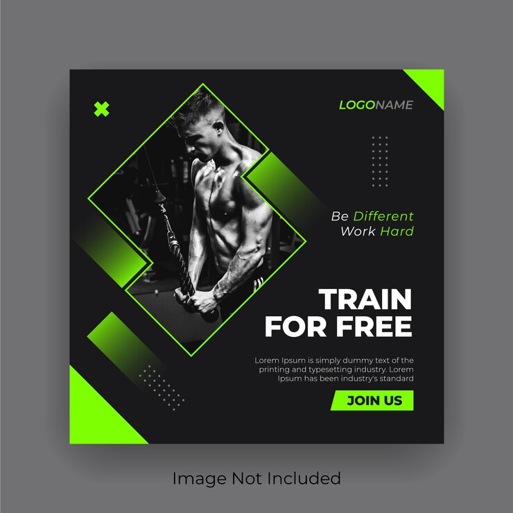 Fitness social media i szablon postu na instagramie