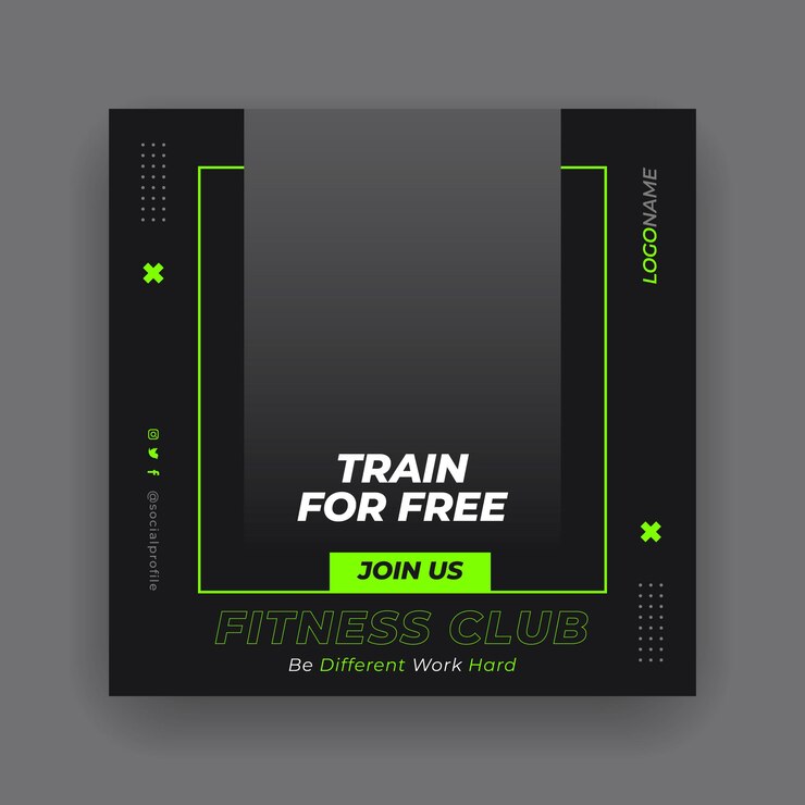Fitness social media i szablon postu na Instagramie