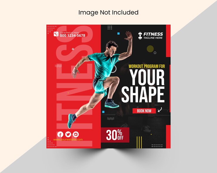 Fitness szablony banerów reklamowych na Instagram