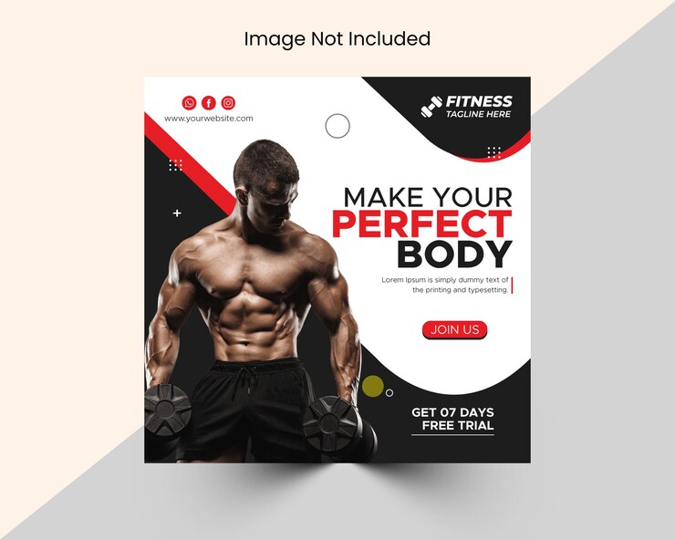 Fitness szablony banerów reklamowych na Instagram