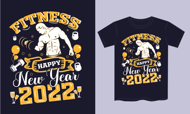 Fitness Szczęśliwego Nowego Roku 2022 T Shirt Design