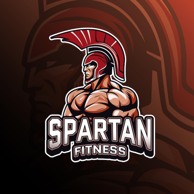 Plik wektorowy fitness z muskularnym logo maskotki spartan edytowalny tekst