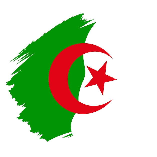 Flaga Algierii Na Zielonym Tle Z Gwiazdą