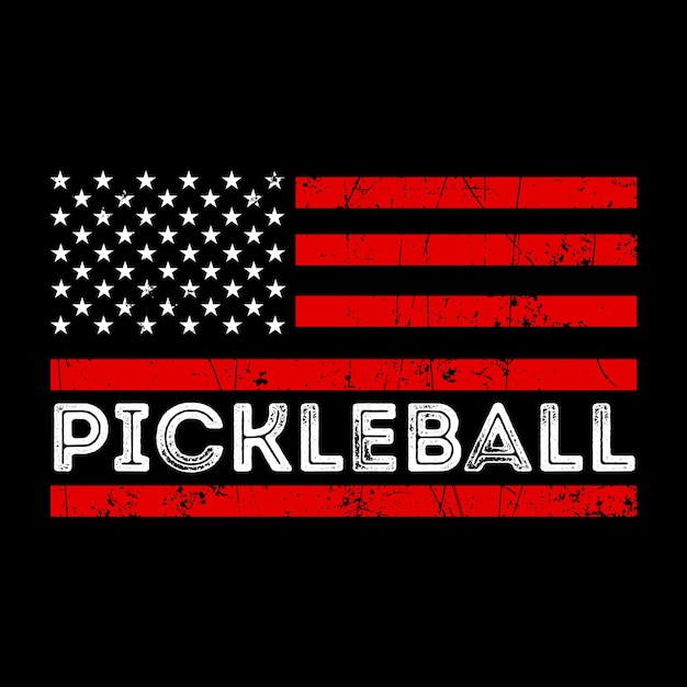 Flaga Amerykańska Flaga Usa Pickleball Tshirt Projektuje Wektor