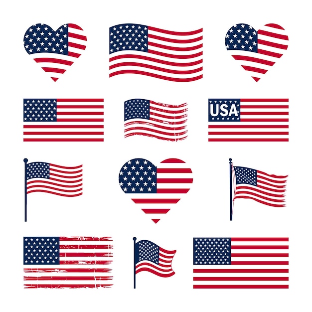Flaga amerykańska Silhouette bundle Distressed Flag amerykańska Flag amerykańska Flaga USA projekt Stany Zjednoczone