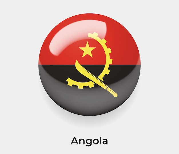 Flaga Angoli Błyszczący Bańka Ikona Ilustracja Wektorowa