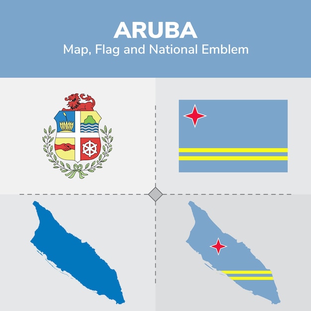 Flaga Aruby i godło państwowe