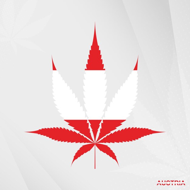 Flaga Austrii W Kształcie Liścia Marihuany. Pojęcie Legalizacji Konopi W Austrii.