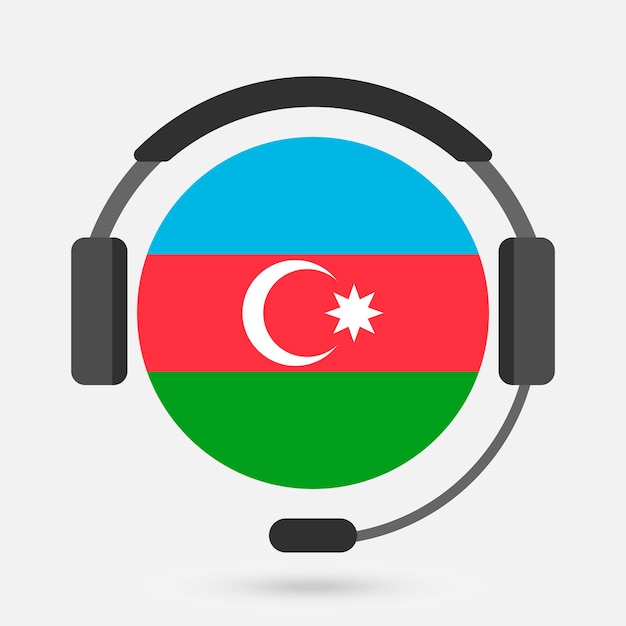 Flaga Azerbejdżanu ze słuchawkami Ilustracja wektorowa Język azerbejdżański