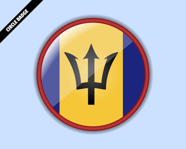 Flaga Barbados okrąg odznaka wektorowy projekt zaokrąglony znak z odbiciem