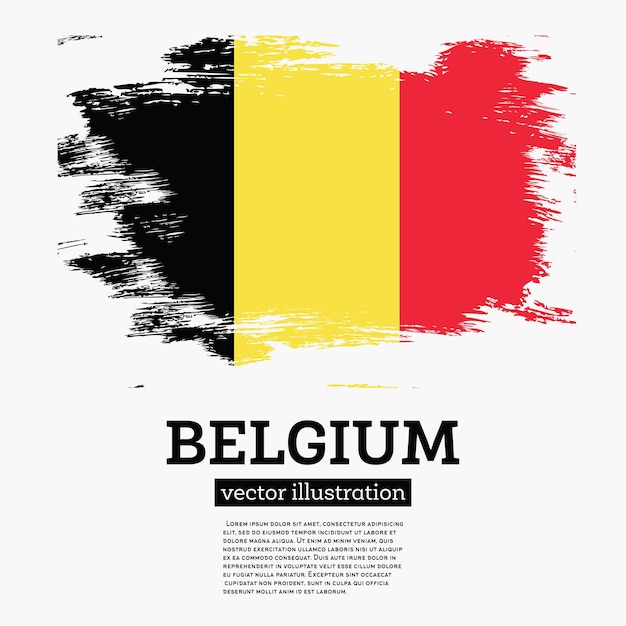 Flaga Belgii z pociągnięciami pędzla. Ilustracja wektorowa.