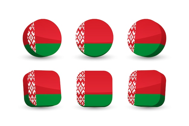 Flaga Białorusi 3d Ilustracji Wektorowych Przycisk Flaga Białorusi Samodzielnie Na Białym Tle