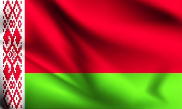 Flaga Białorusi wiejący wiatr. część serii. Macha flagą Białorusi.