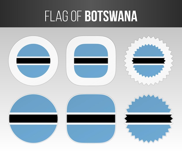 Flaga Botswany etykiety odznaki i naklejki Ilustracja flagi Botswany na białym tle
