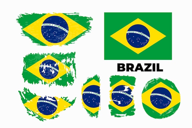 Flaga Brazylii Na Białym Tle Ilustracja Wektorowa W Modnym Stylu Płaski
