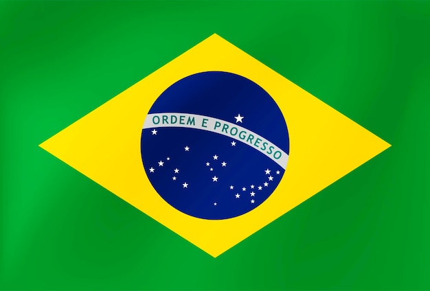 Flaga Brazylii z falistą jedwabną teksturą