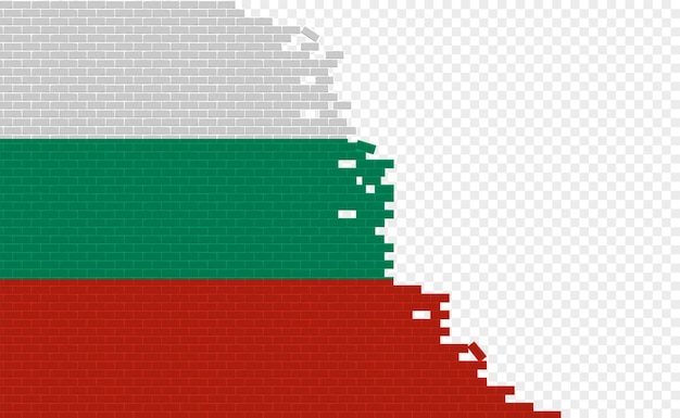Flaga Bułgarii Na Złamanym Murem. Puste Pole Flagi Innego Kraju.