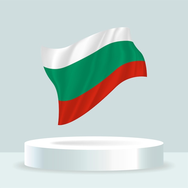 Flaga Bułgarii Rendering 3d Flagi Wyświetlanej Na Stojaku Machająca Flaga W Nowoczesnych Pastelowych Kolorach